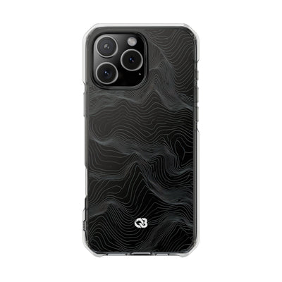 Black Impact MagSafe Phone Case for iPhone - Obsidian Topo Wireframe