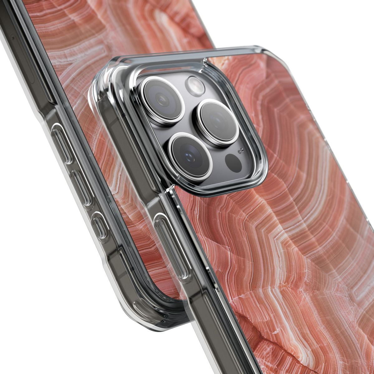 Blushing Rose Strata · Clear Impact Magnetic Phone Case for iPhone · Pink