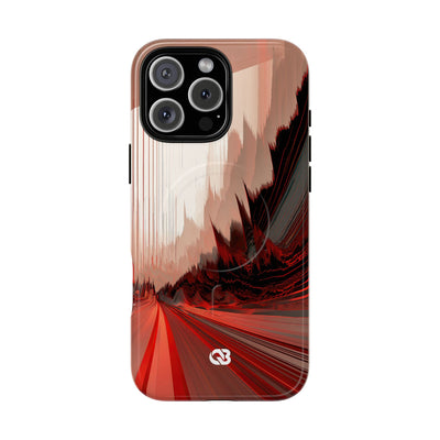Red Tough 2.0 Magsafe Phone Case for iPhone - Crimson Pulse Horizon
