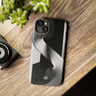 Grey Tough Phone Case for iPhone - Obsidian Moiré Wave