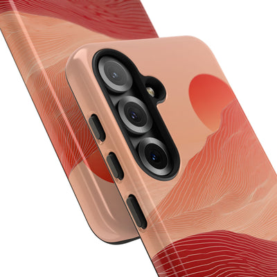 Red Tough Phone Case for Samsung - Crimson Ridge Lines