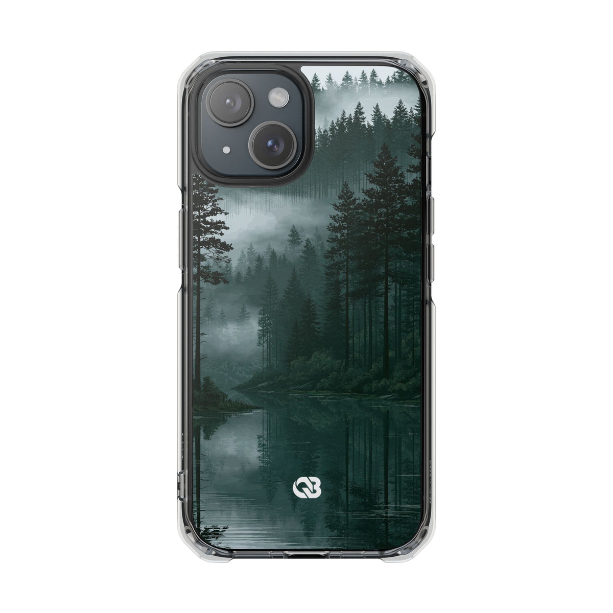Misty Pine Reflections · Clear Impact Magnetic Phone Case for iPhone ·  Green