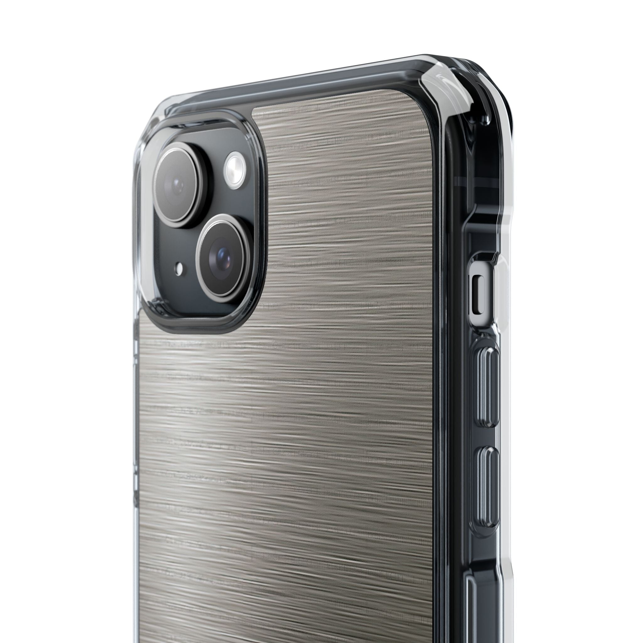 Grey Impact MagSafe Phone Case for iPhone - Brushed Industrial Steel