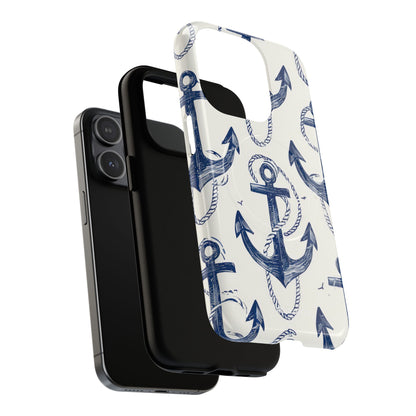 Navy Anchor Loop iPhone 15 Pro Case - Tough+