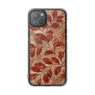 Terracotta Botanical Fresco · Clear Impact Magnetic Phone Case for iPhone · Red