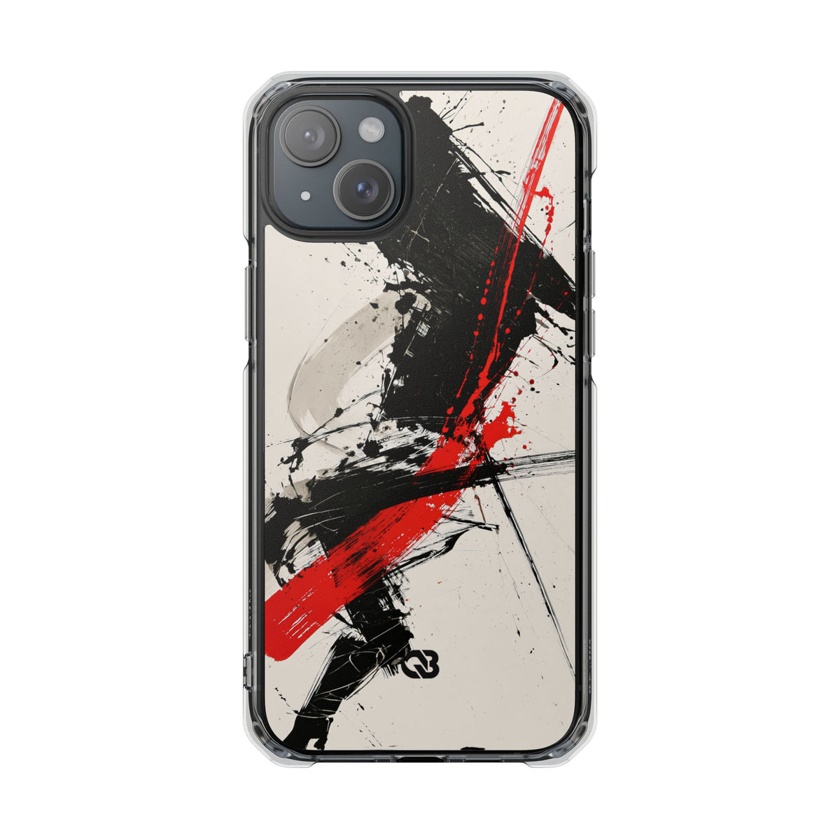 Crimson Sumi Slash · Clear Impact Magnetic Phone Case for iPhone · White