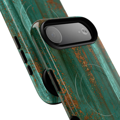 Teal Tough 2.0 Magsafe Phone Case for iPhone - Verdigris Copper Siding