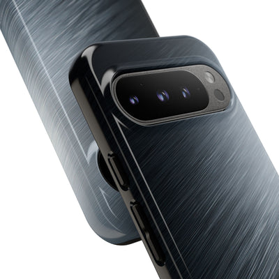 Grey Tough Phone Case for Google Pixel - Charcoal Brushed Steel