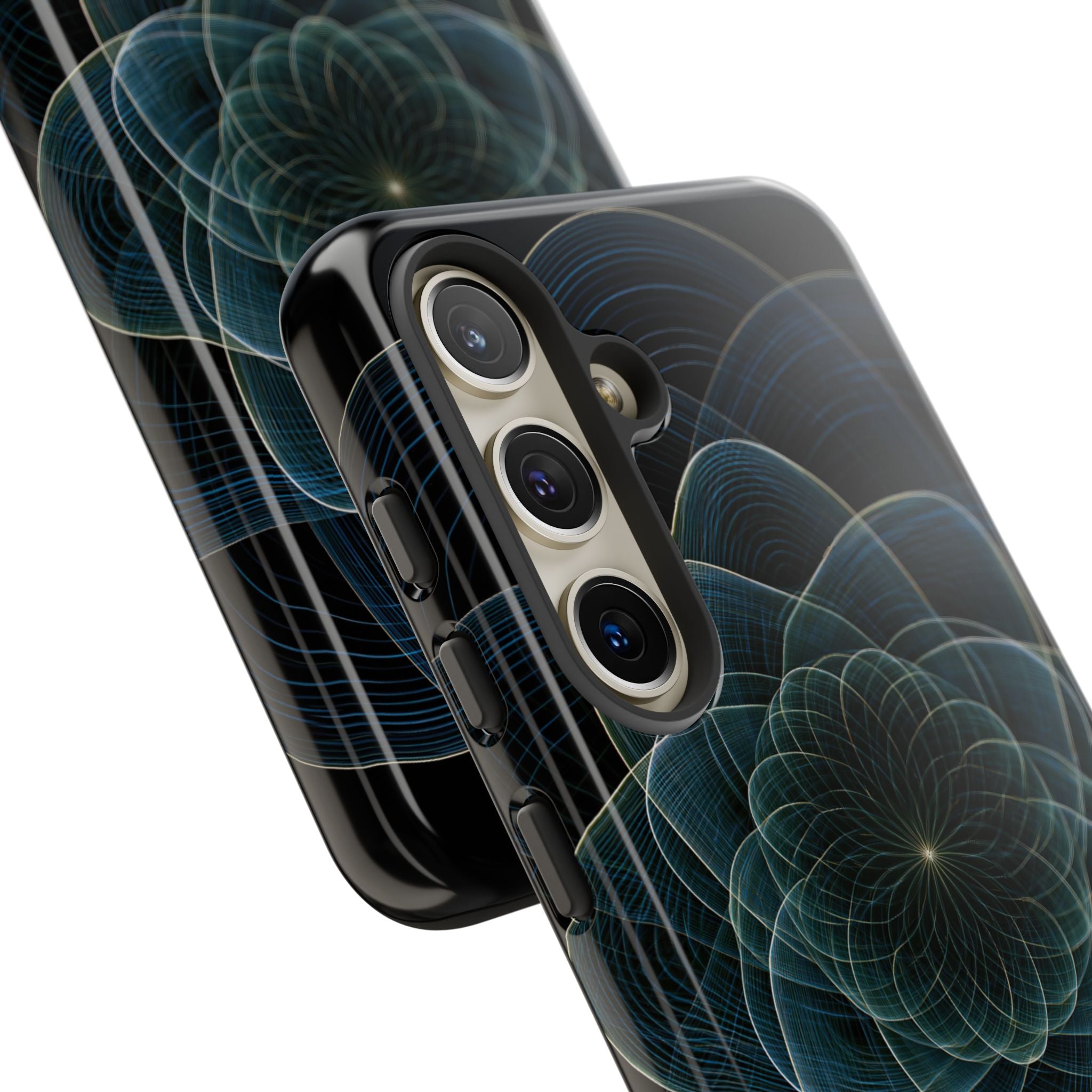 Blue Tough Phone Case for Samsung - Celestial Wireframe Bloom