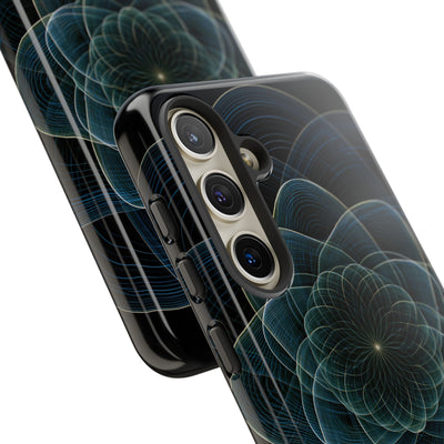 Blue Tough Phone Case for Samsung - Celestial Wireframe Bloom