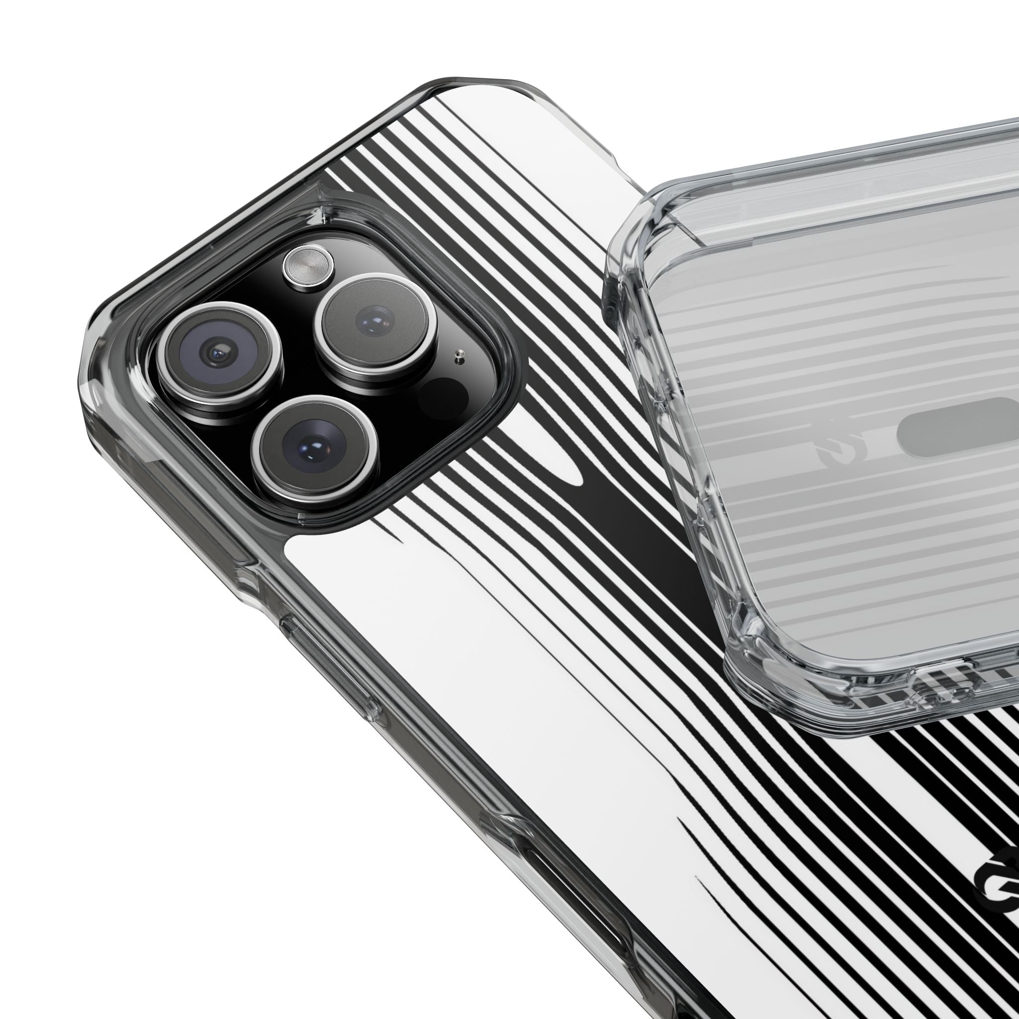 White Impact MagSafe Phone Case for iPhone - Kinetic Mono Distortion