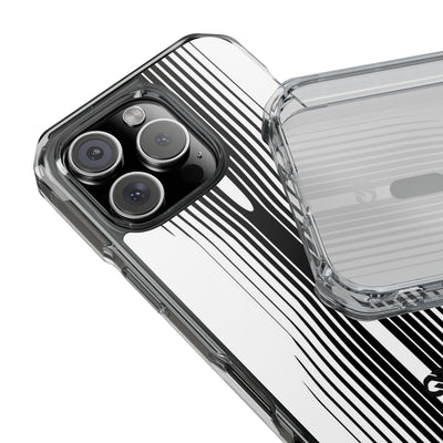 White Impact MagSafe Phone Case for iPhone - Kinetic Mono Distortion