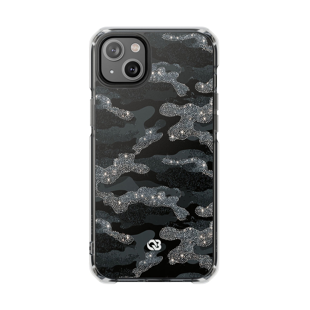 Glitter Shadow Camo · Clear Impact Magnetic Phone Case for iPhone · Black