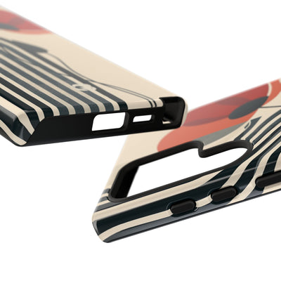 Beige Tough Phone Case for Samsung - Crimson Line Bloom