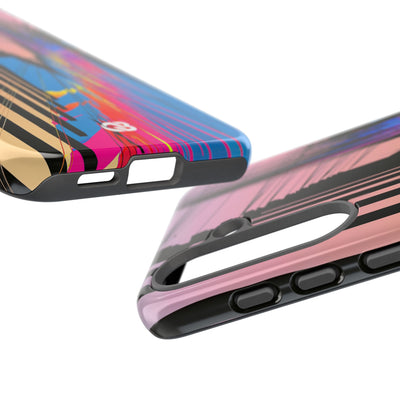 Blue Tough Phone Case for Samsung - Fractured Data Skyline