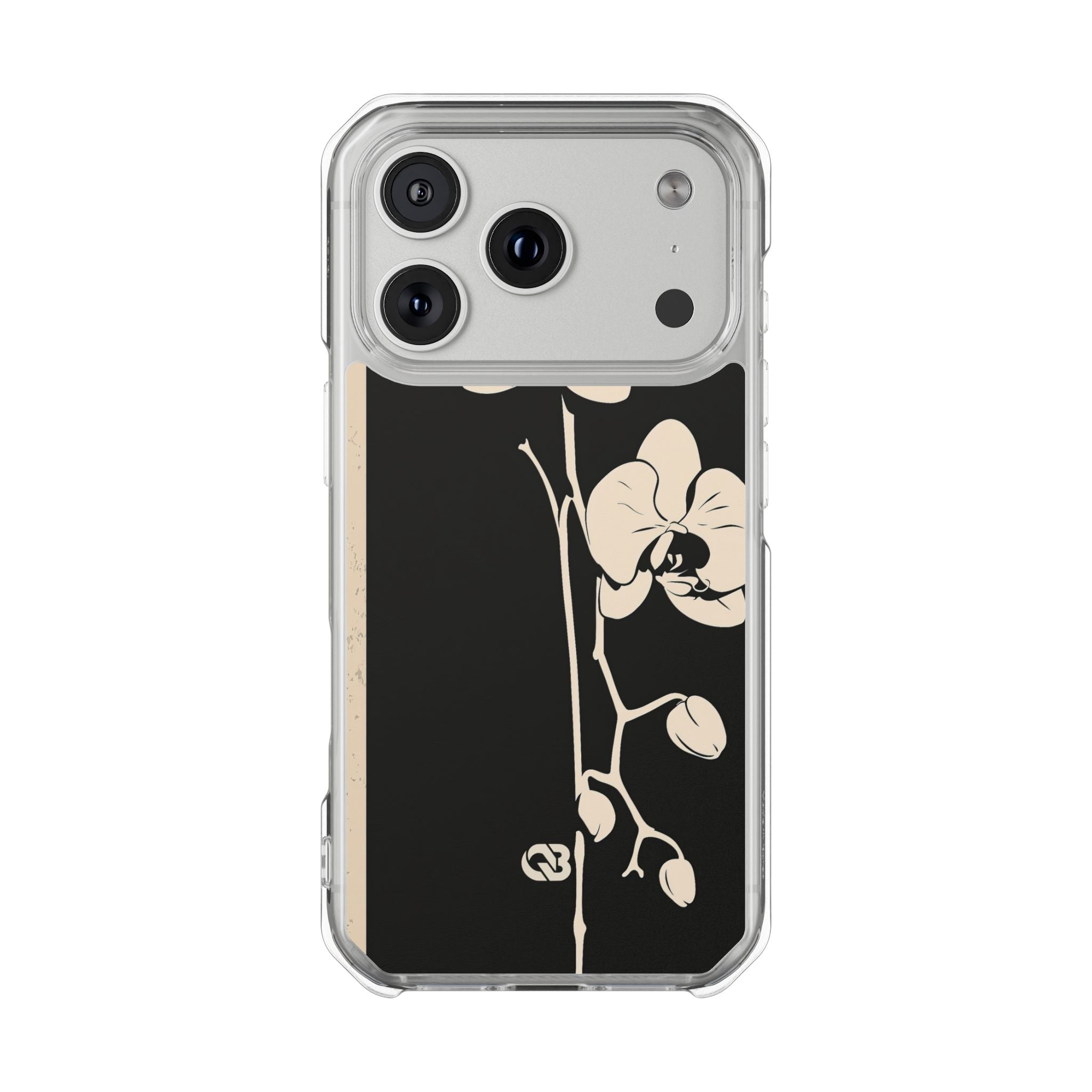 Black Impact MagSafe Phone Case for iPhone - Obsidian Bone Orchid