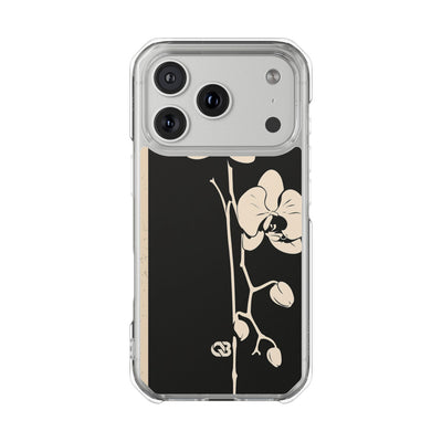 Black Impact MagSafe Phone Case for iPhone - Obsidian Bone Orchid