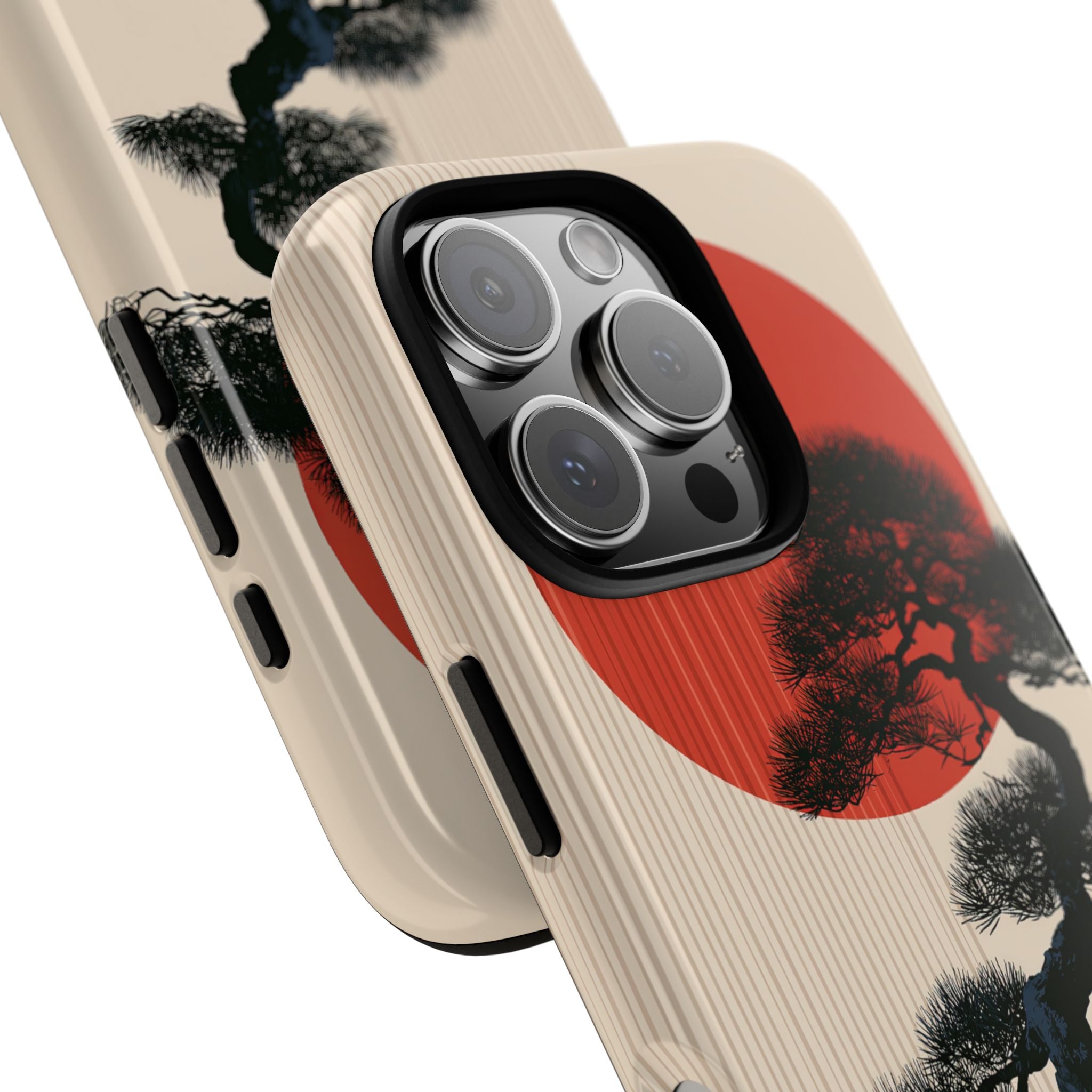 Beige Tough Phone Case for iPhone - Kyoto Crimson Pine