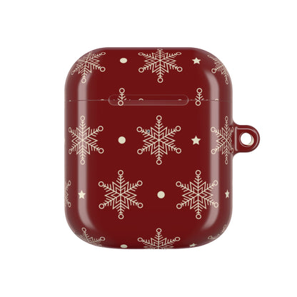 Cream Snowflakes Crimson - AirPods Case