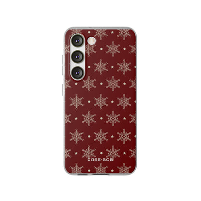 Cream Snowflake Crimson Samsung S23 Case - Soft