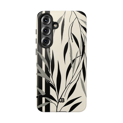 Beige Tough Phone Case for Samsung - Soot Leaf Sketch