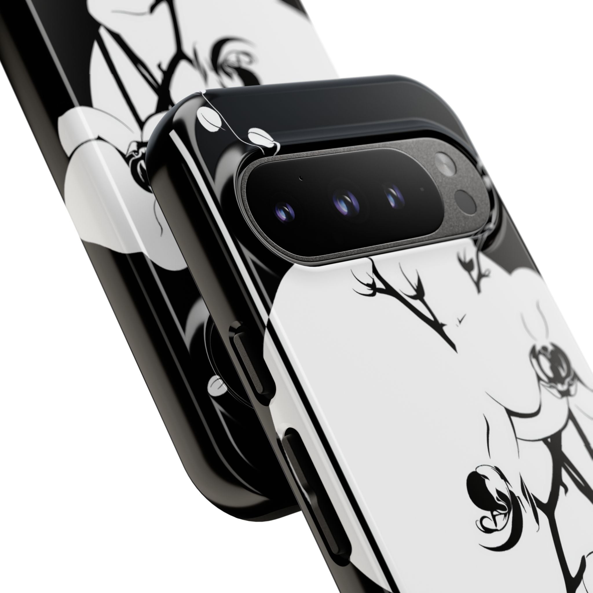 Black Tough Phone Case for Google Pixel - Lunar Orchid Grid