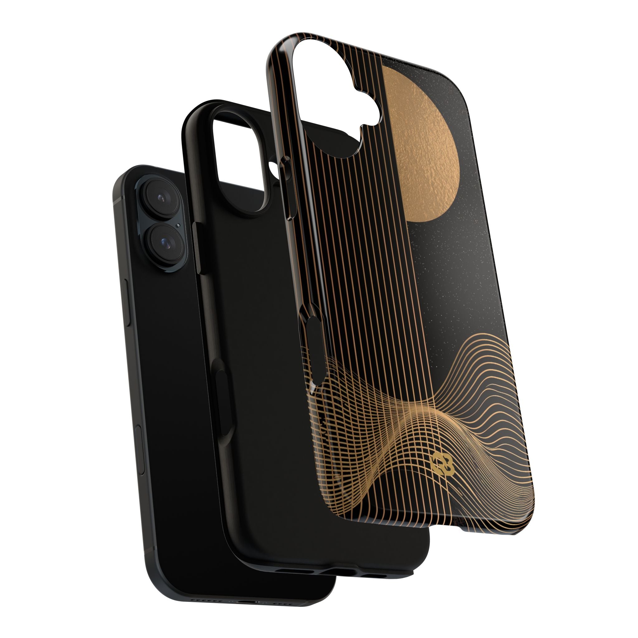Gold Tough Phone Case for iPhone - Gilded Obsidian Dunes