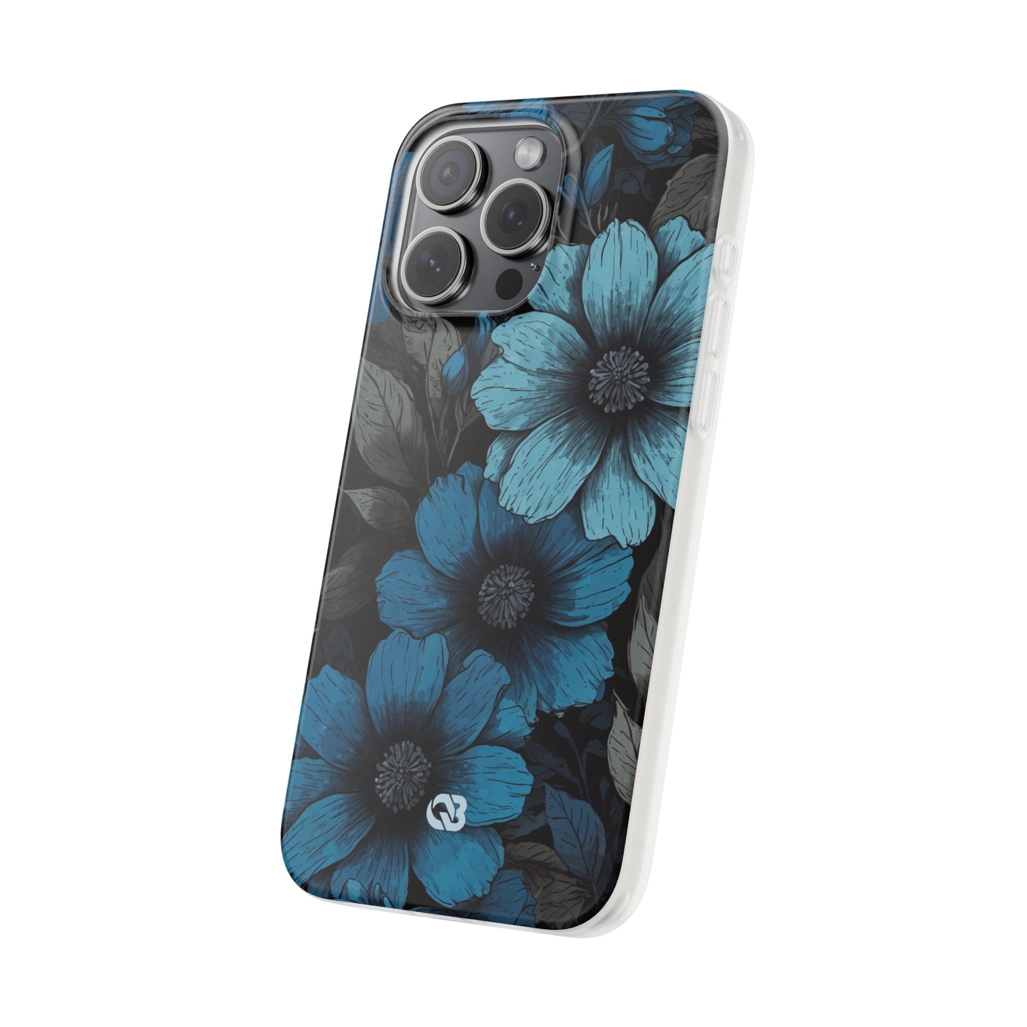 Obsidian Blue Petals · Soft Phone Case for iPhone