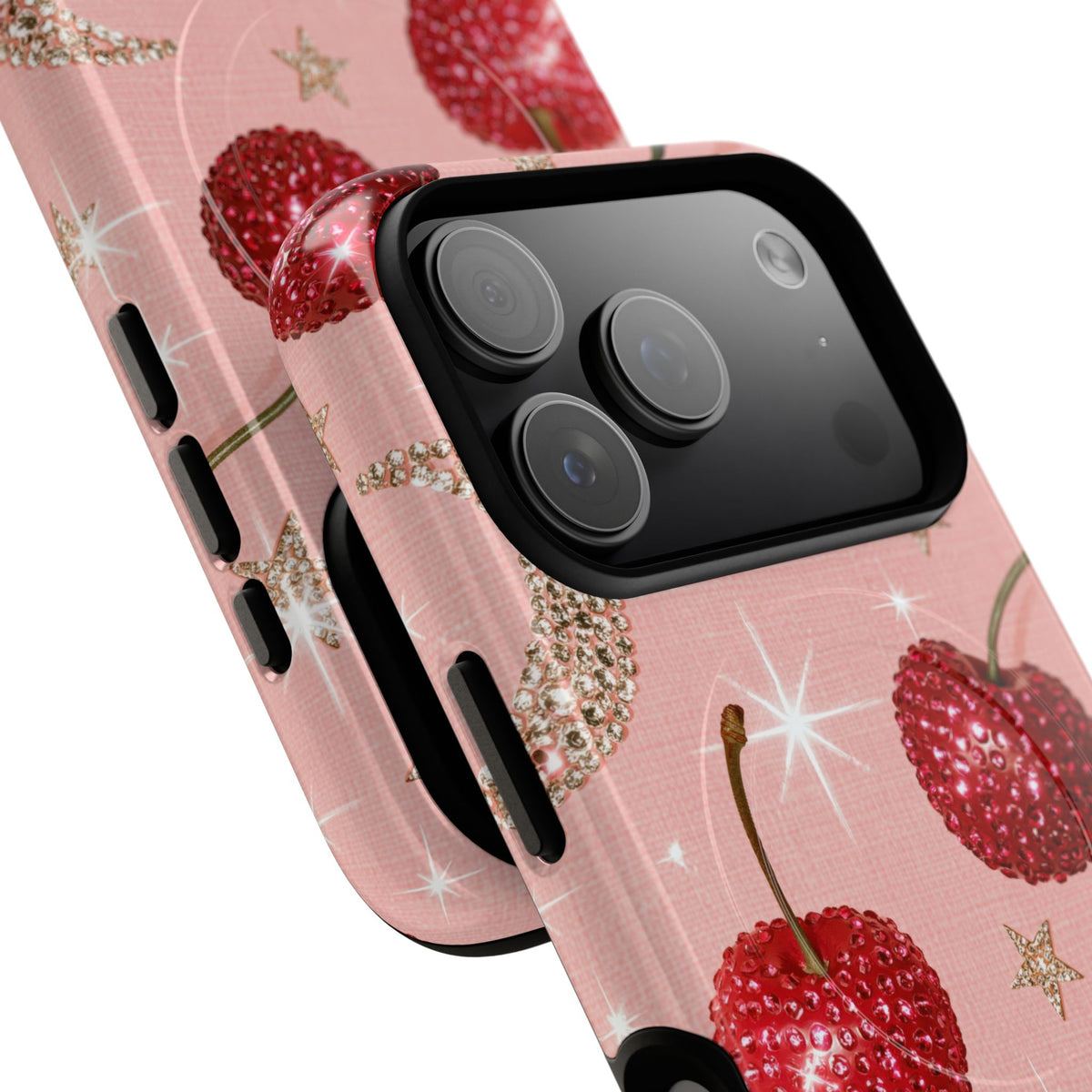 Bedazzled Ruby Cherries · Tough 2.0 Magnetic Phone Case for iPhone · Pink
