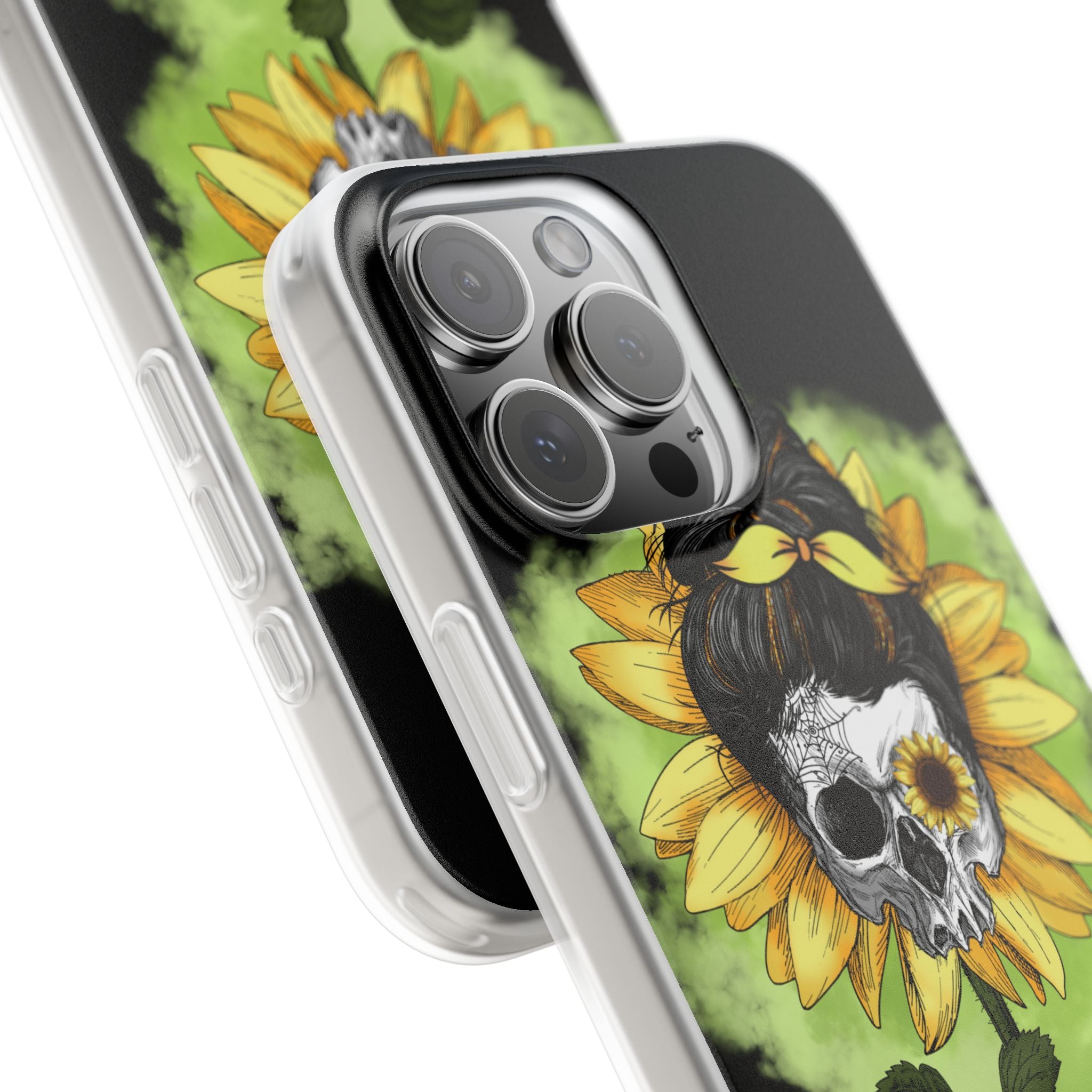 Sonnenblumen-Schädel iPhone 16 Pro Max Case - Soft