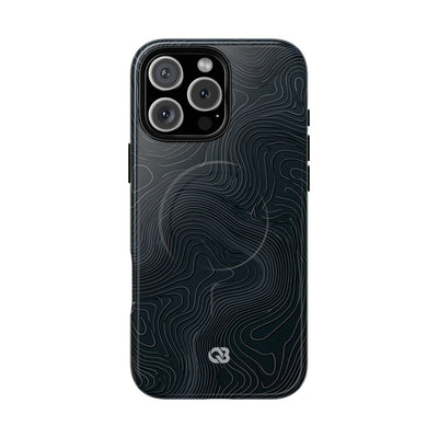 Black Tough 2.0 Magsafe Phone Case for iPhone - Obsidian Ridge Topo