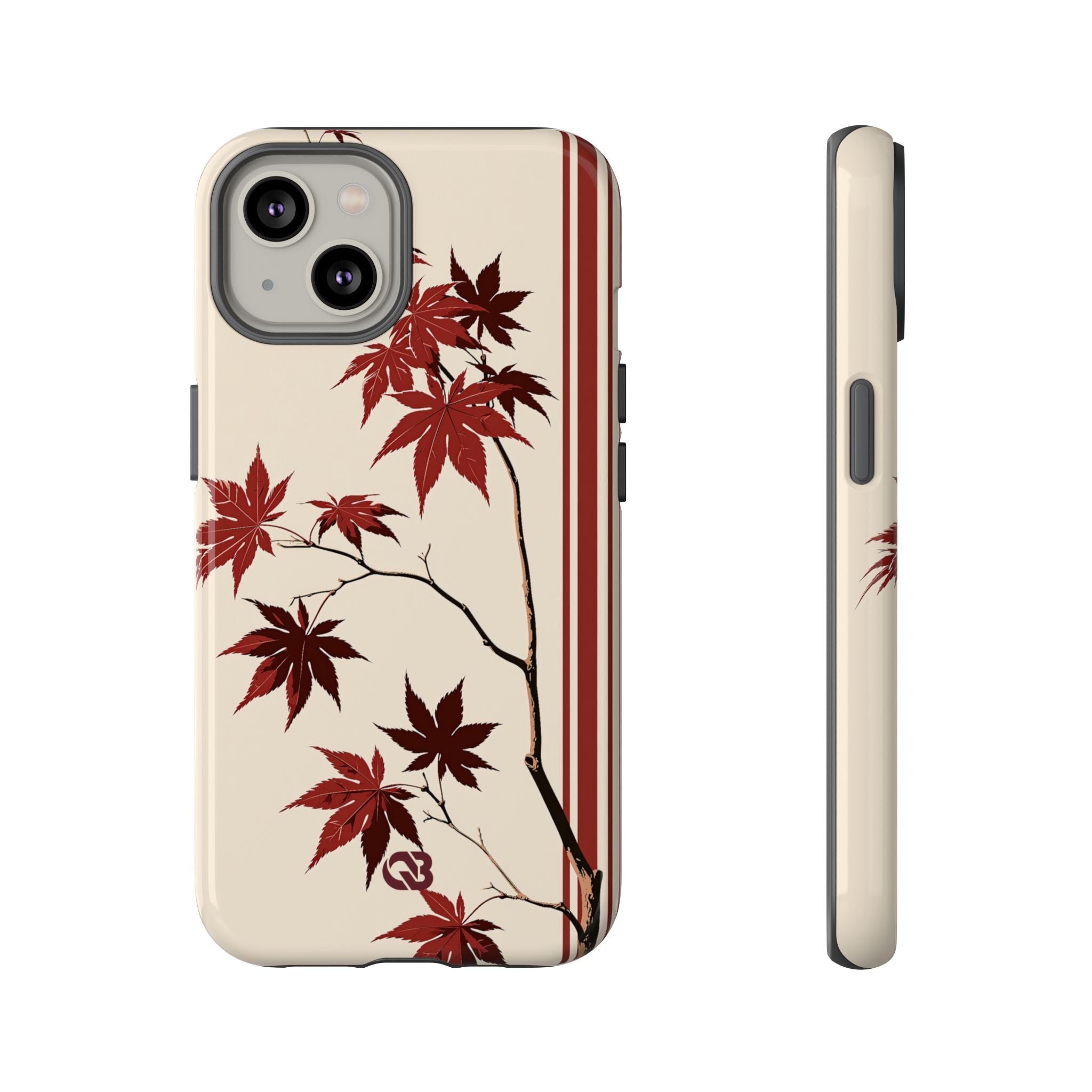 Red Tough Phone Case for iPhone - Crimson Momiji Stripe