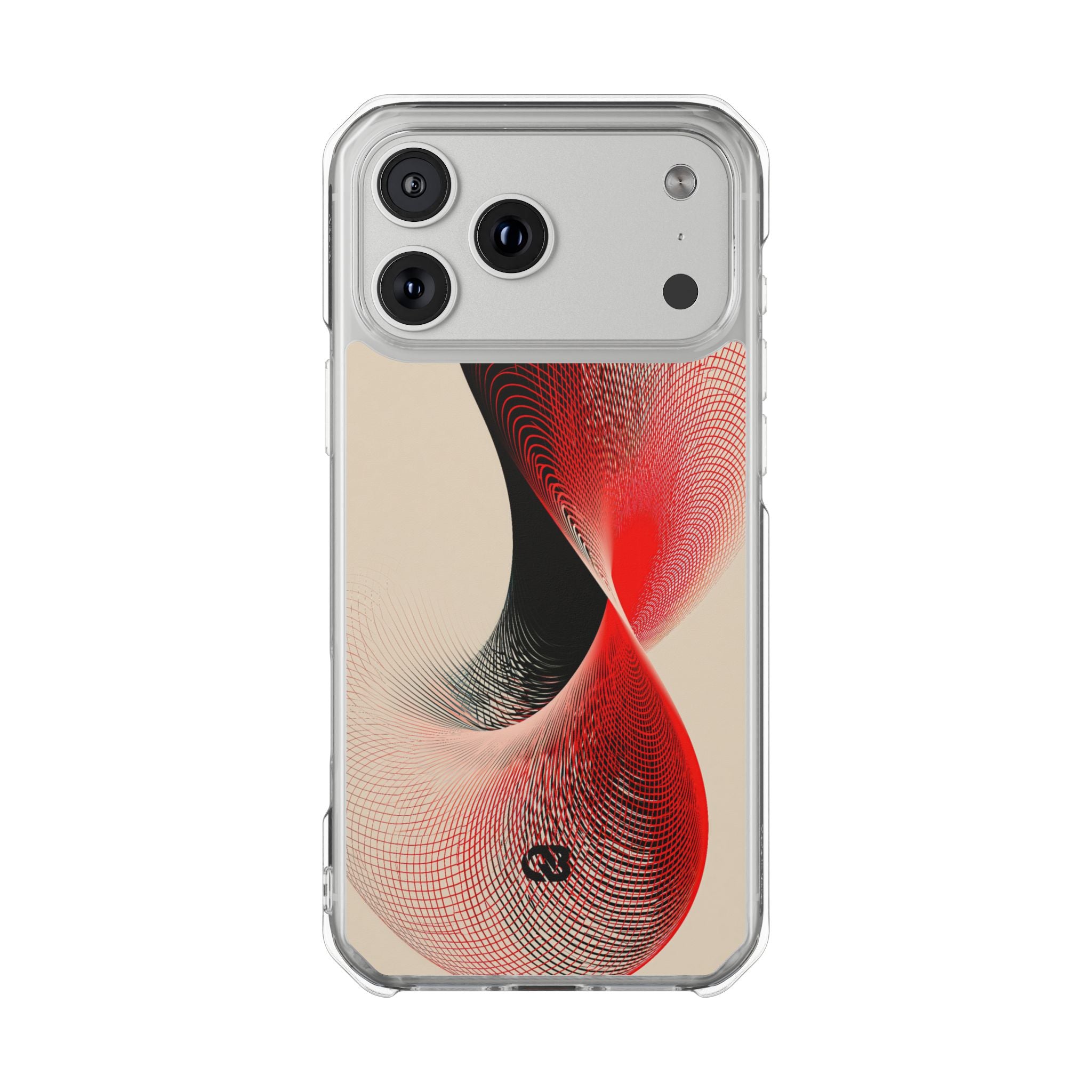 Red Impact MagSafe Phone Case for iPhone - Crimson Grid Vortex