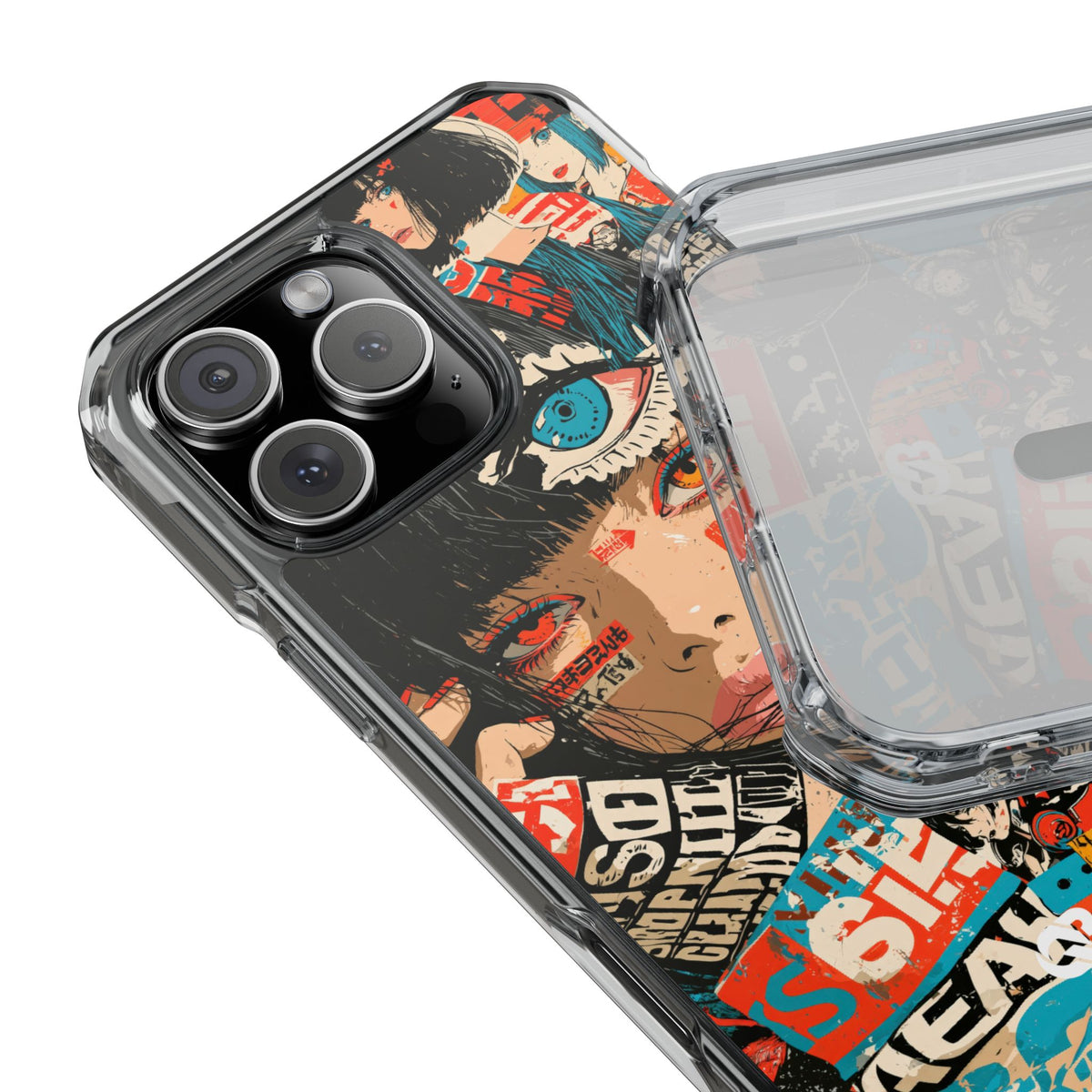 Shibuya Street Collage · Clear Impact Magnetic Phone Case for iPhone · Red