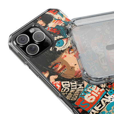 Shibuya Street Collage · Clear Impact Magnetic Phone Case for iPhone · Red