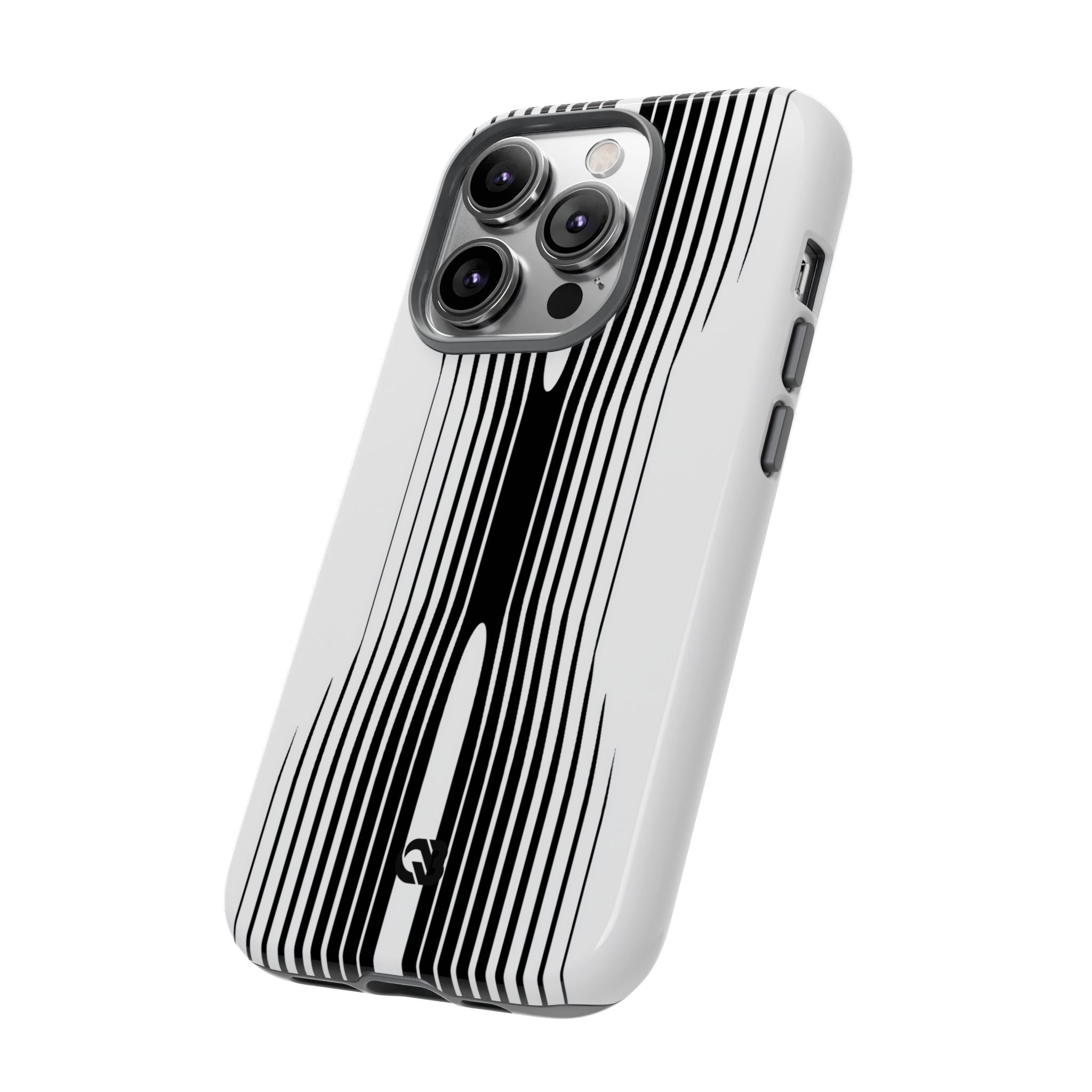 White Tough Phone Case for iPhone - Kinetic Mono Distortion