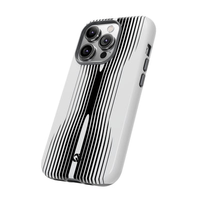 White Tough Phone Case for iPhone - Kinetic Mono Distortion