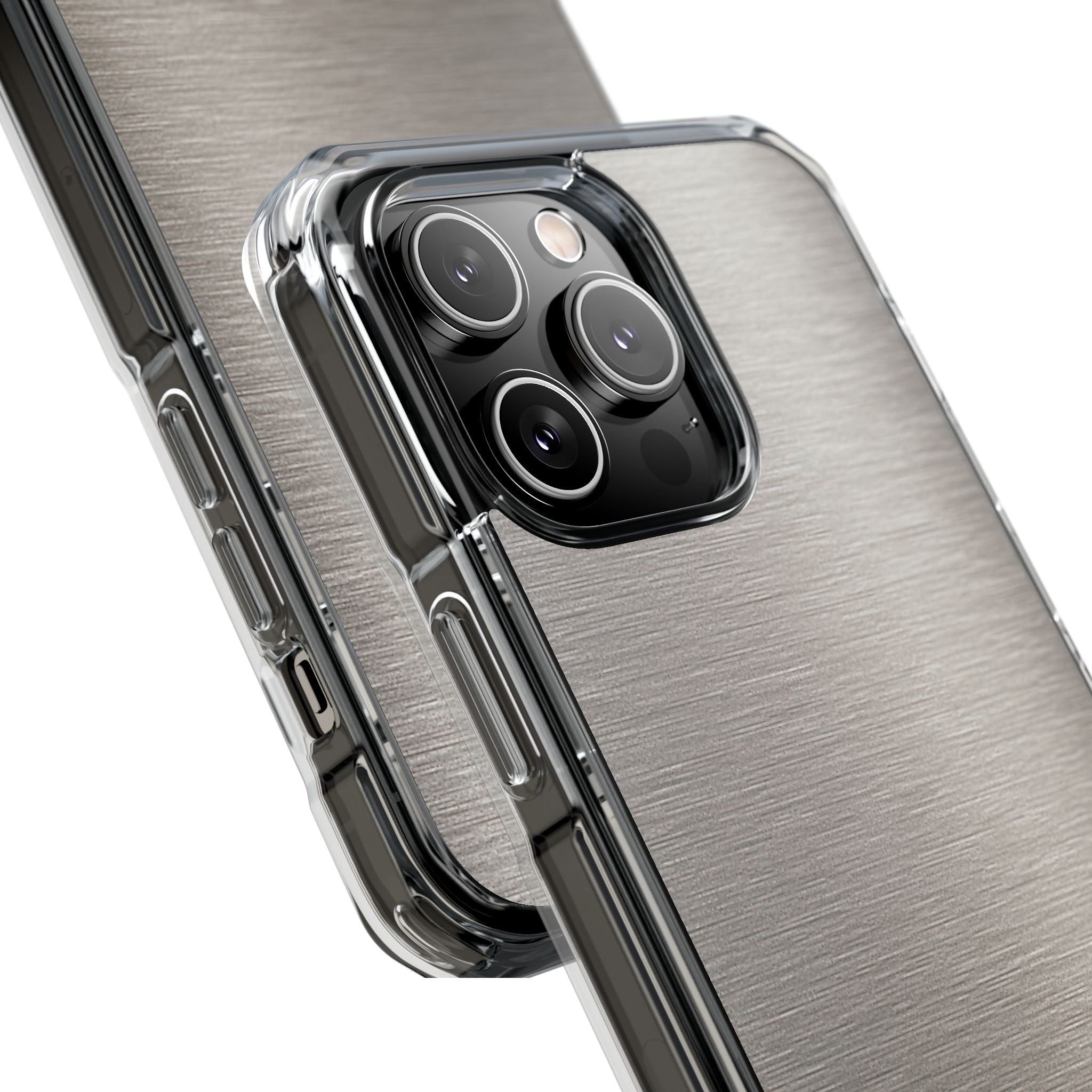Grey Impact MagSafe Phone Case for iPhone - Brushed Nickel Linen