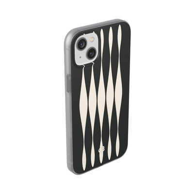 Black Lite Phone Case for iPhone - Ivory Spindle Grid