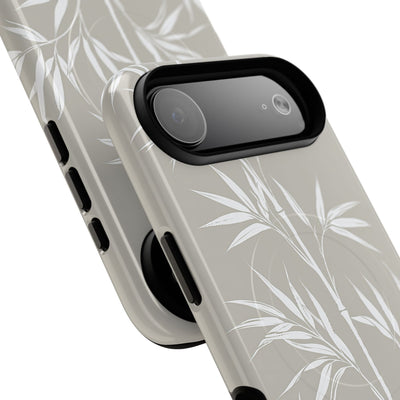Beige Tough 2.0 Magsafe Phone Case for iPhone - Sandstone Bamboo Stalks