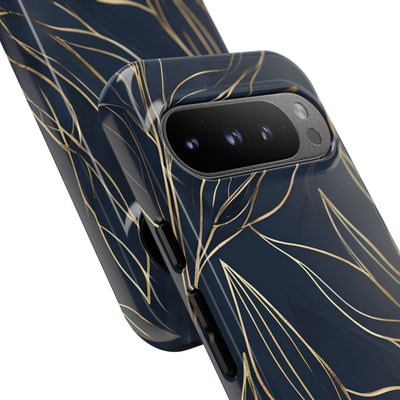 Gilded Navy Foliage · Tough Phone Case for Google Pixel
