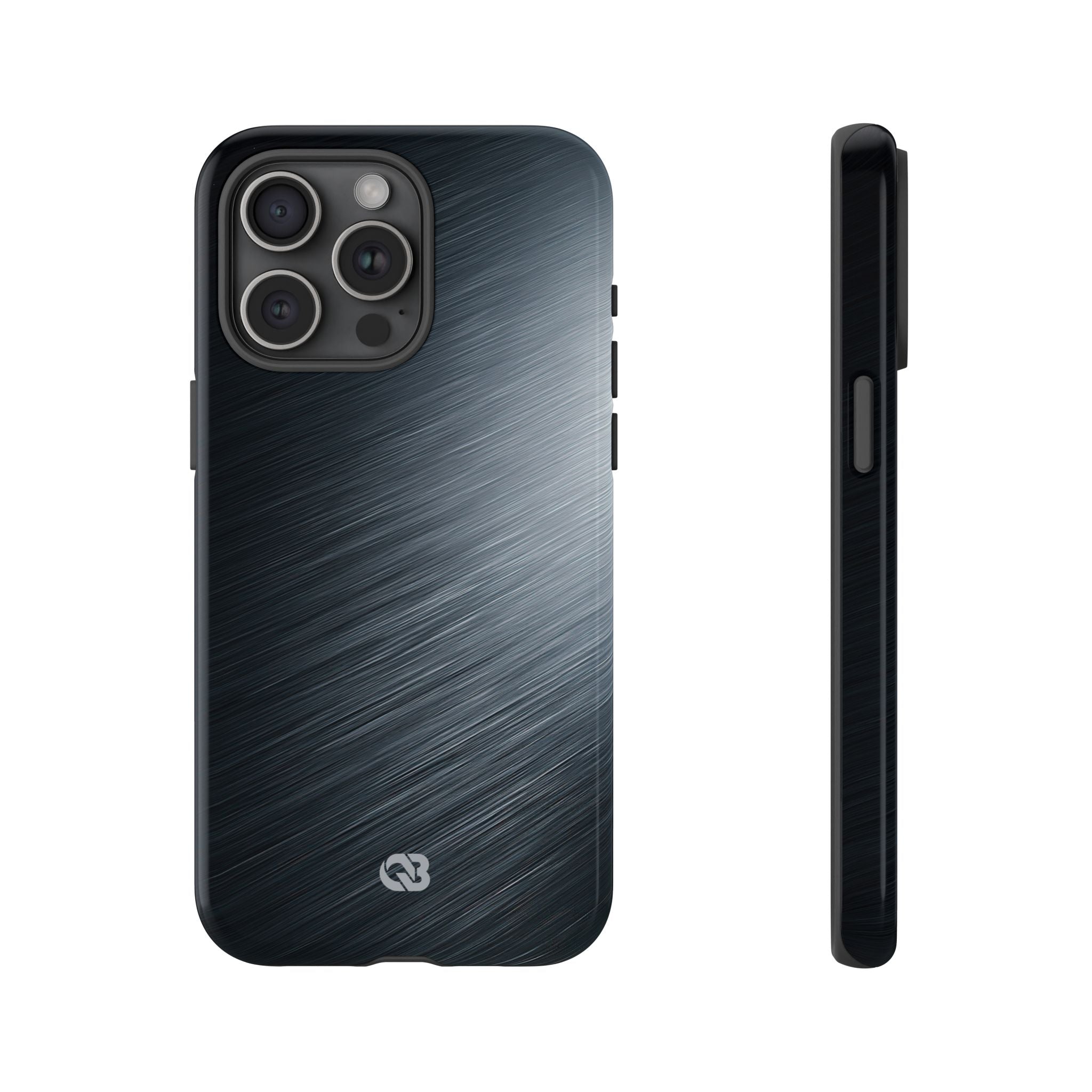 Grey Tough Phone Case for iPhone - Charcoal Brushed Steel