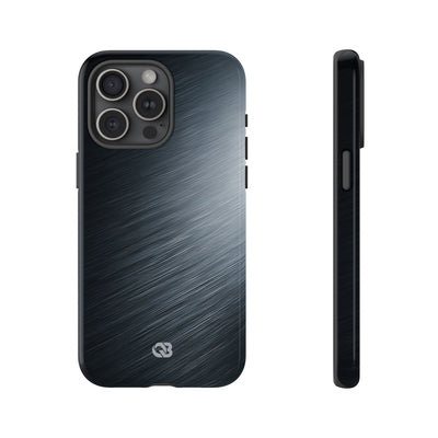 Grey Tough Phone Case for iPhone - Charcoal Brushed Steel