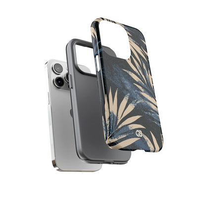 Blue Tough Phone Case for iPhone - Midnight Indigo Palm