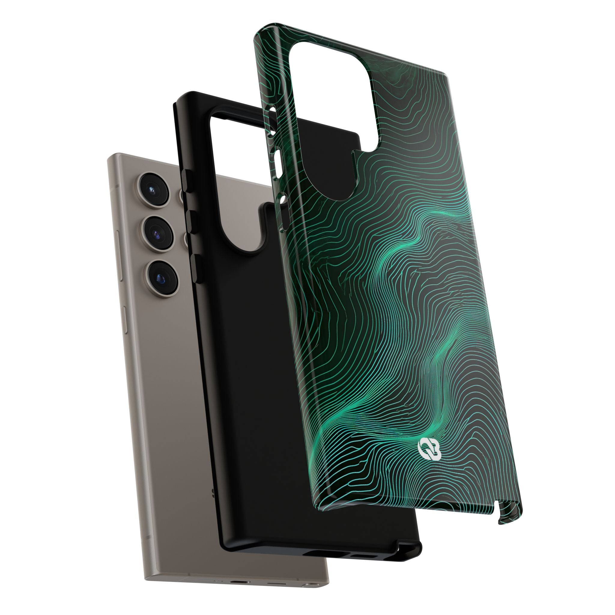 Teal Tough Phone Case for Samsung - Neon Jade Contour