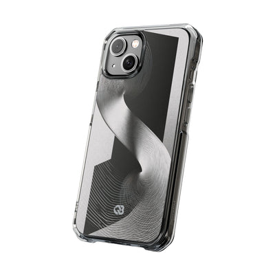 Grey Impact MagSafe Phone Case for iPhone - Obsidian Moiré Wave