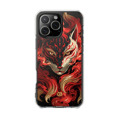 Crimson Kitsune Spirit · Clear Impact Magnetic Phone Case for iPhone · Red
