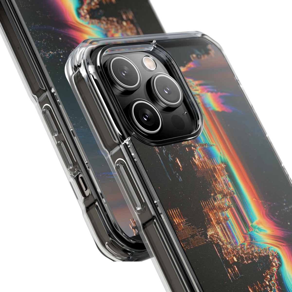 Prismatic Circuit · Clear Impact Magnetic Phone Case for iPhone · Black