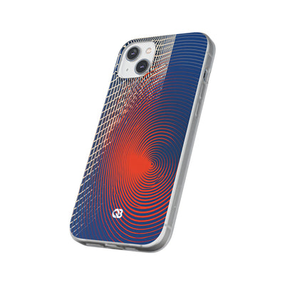 Blue Lite Phone Case for iPhone - Orange Orbit Grid
