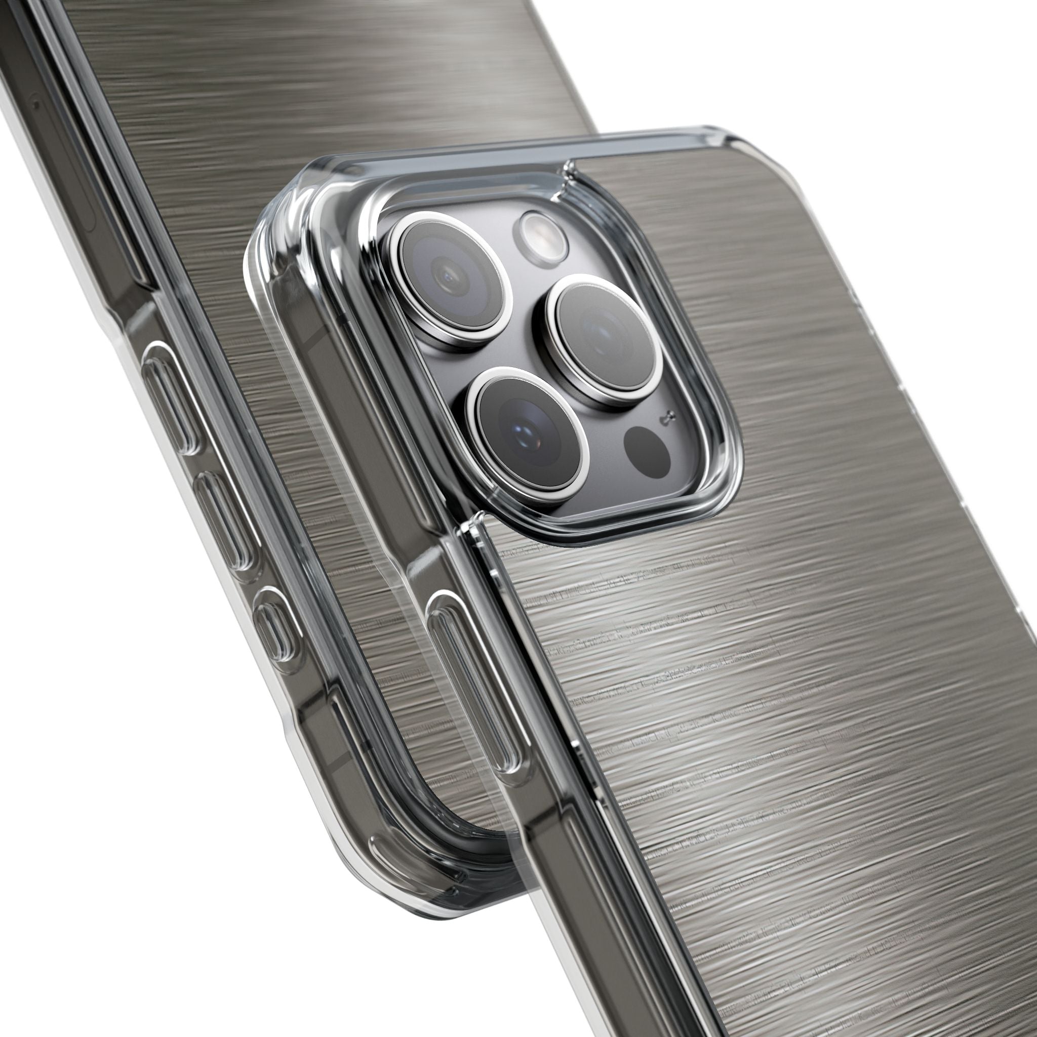 Grey Impact MagSafe Phone Case for iPhone - Brushed Industrial Steel